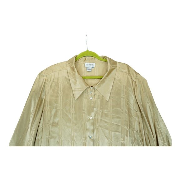 NWT Jacobson's Women's Size 24W Button Up Long Sleeve 100% Silk Shirt Gold VTG - Picture 3 of 9